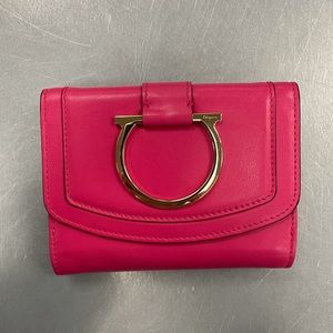 Salvatore Ferragamo hot pink Wallet With Gold Accents